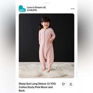 NWOT Love To Dream Sleep Suit Long Sleeve 1.5 TOG
Cotton Dusty Pink Moon